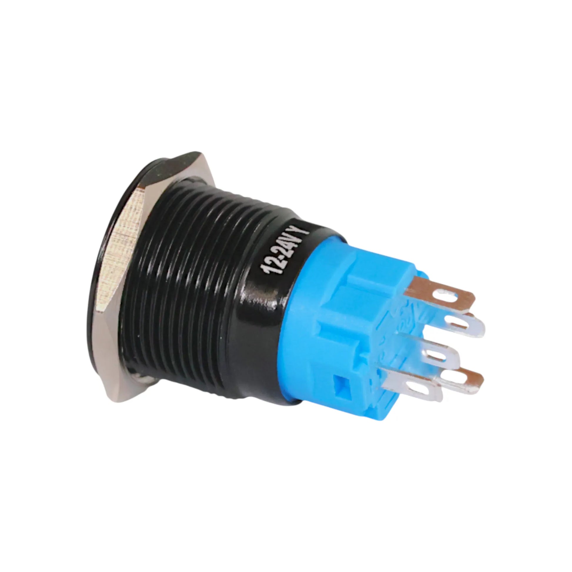 black anodised 22mm push button switch led yellow style ideal for caravan electrical switch panels