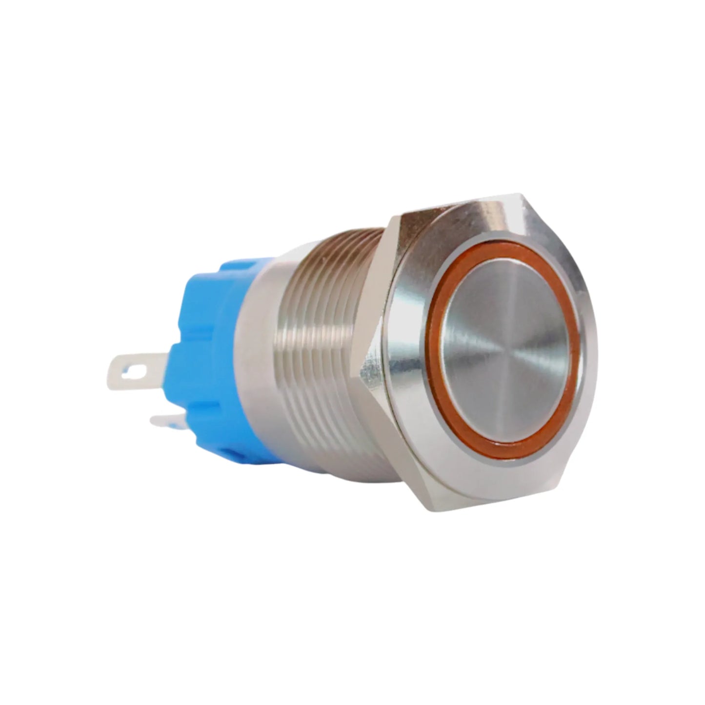 22mm led yellow push button switch stainless steel finish for campervan 12v and 24v control panels