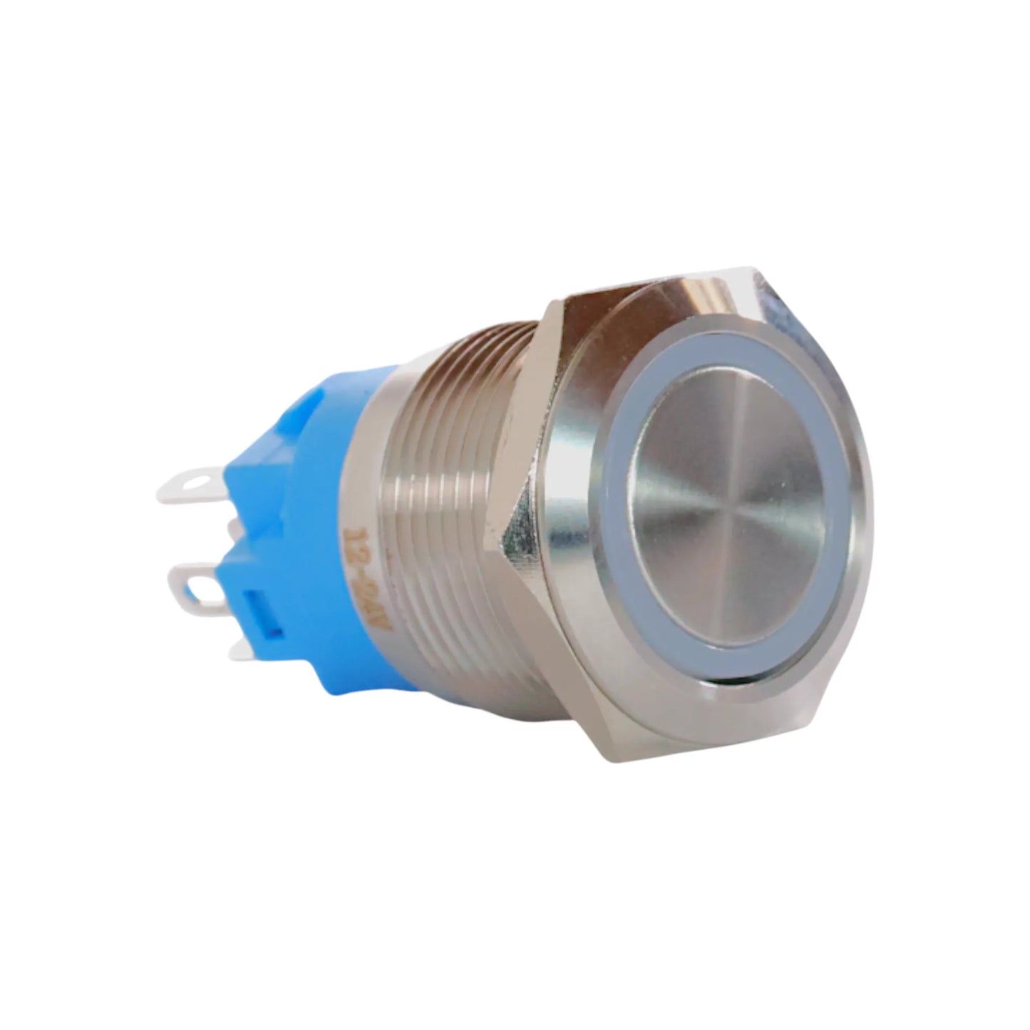 22mm white push button switch stainless steel finish for campervan 12v and 24v control panels