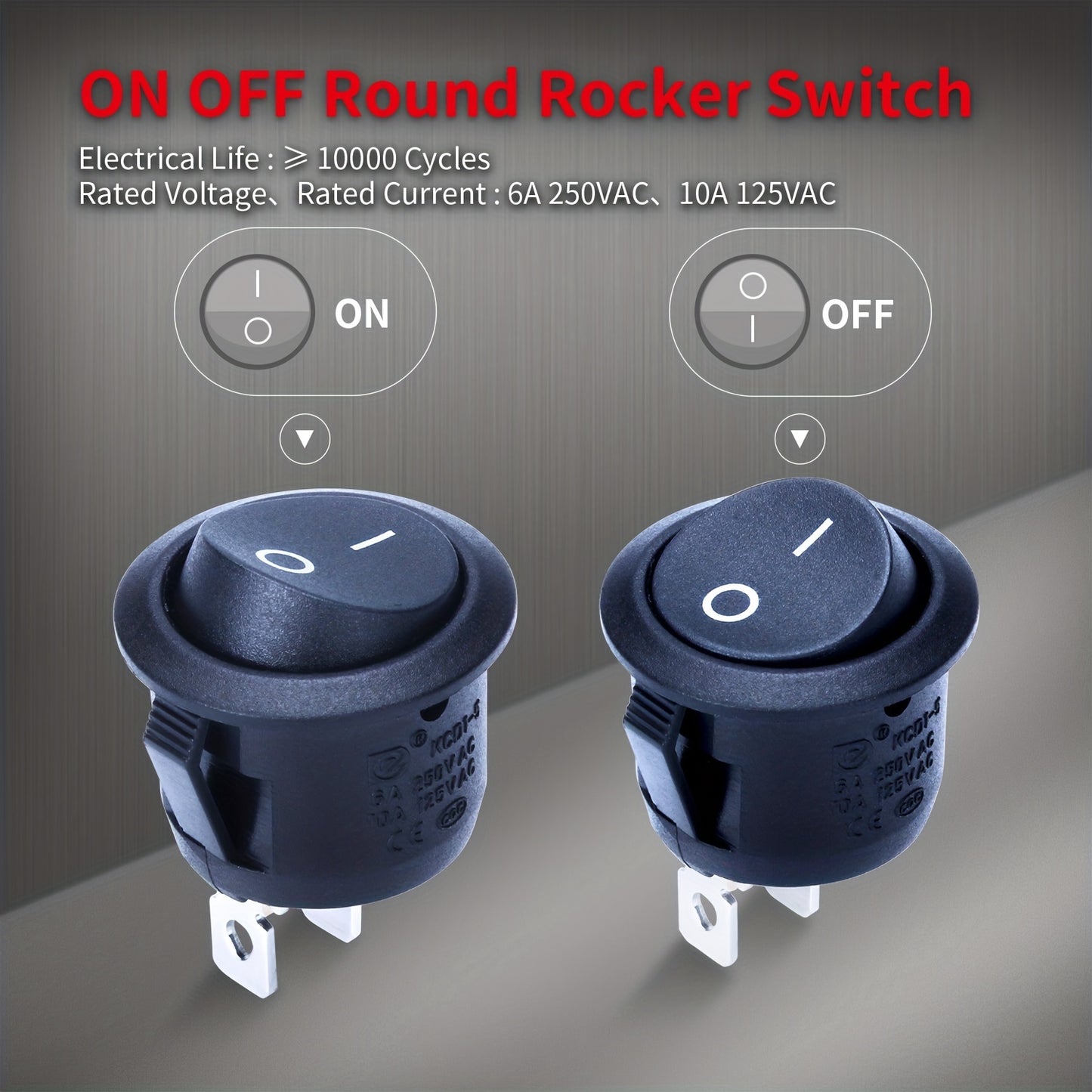 Single Black SPST 20mm Mini Round Rocker Switch for Automotive and RV