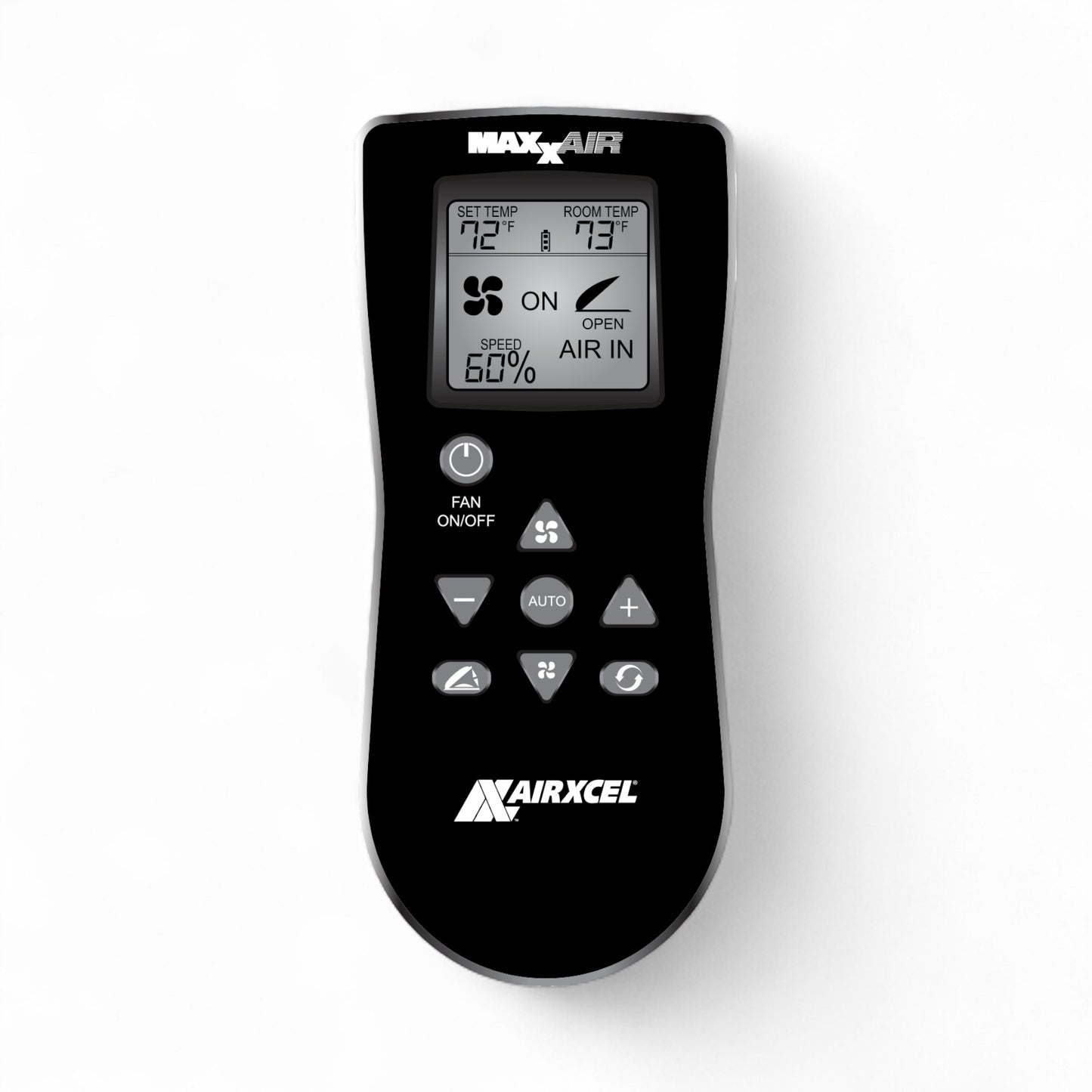 MaxxFan Deluxe with Rain Dome, Thermostat, Power Lift and Remote (White) 360x360 Cutout
