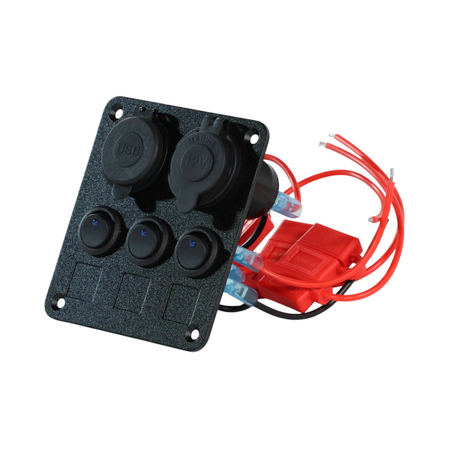 3 gang switch panel with usb charger and 12v accessory socket