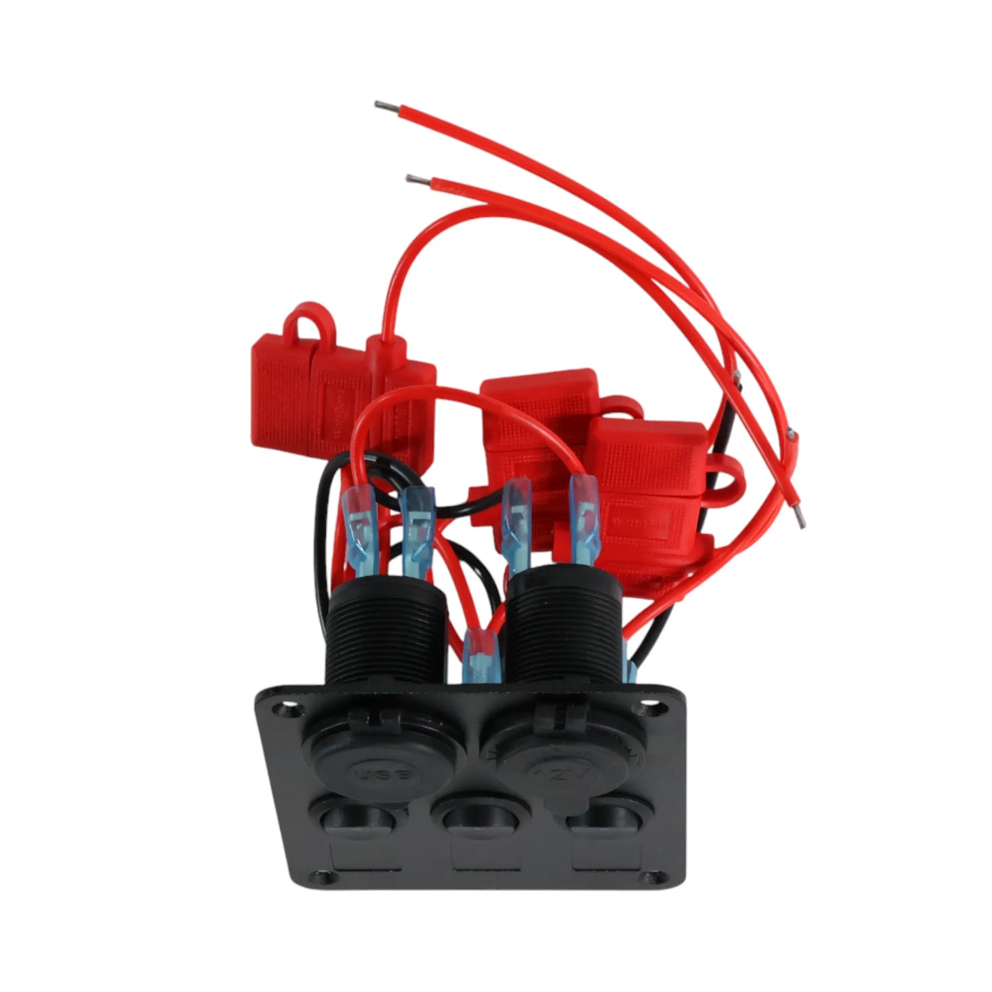 rv 3 way control panel with usb charging and 12v power outlet