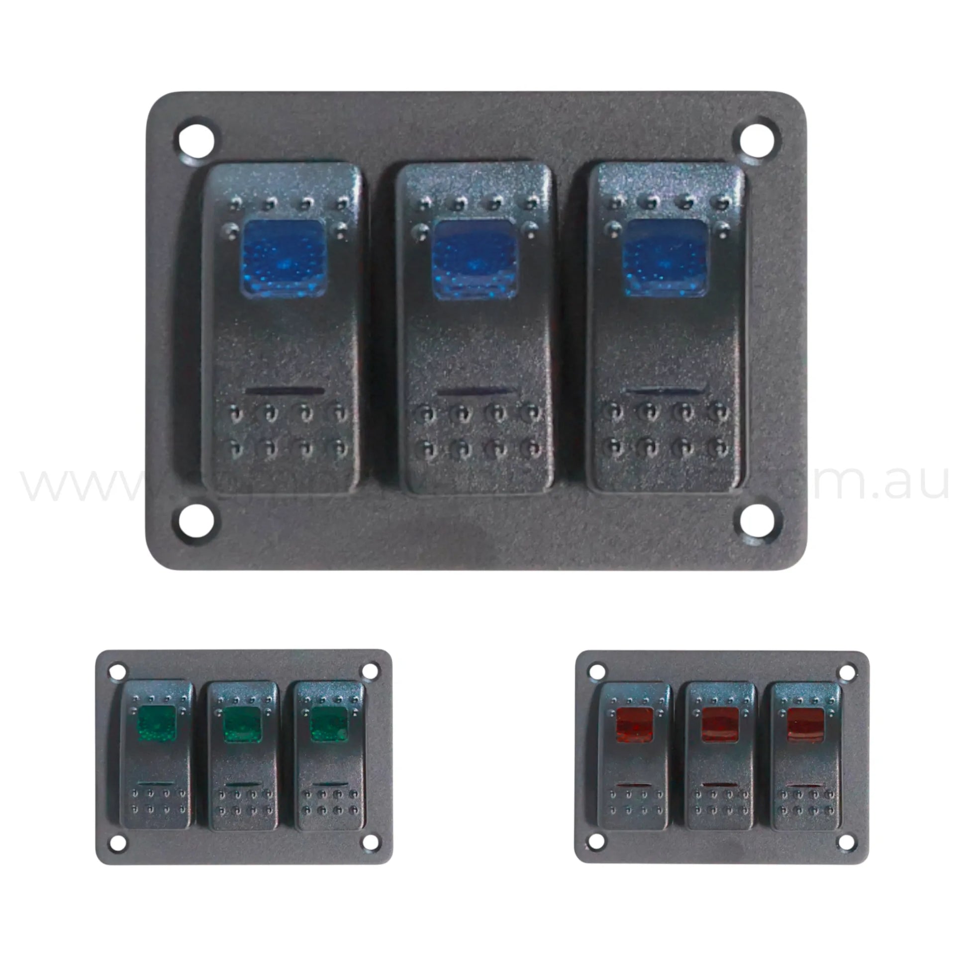 3 Way Rocker Switch Panel Dual LED (Red, Green or Blue) – Campervan ...