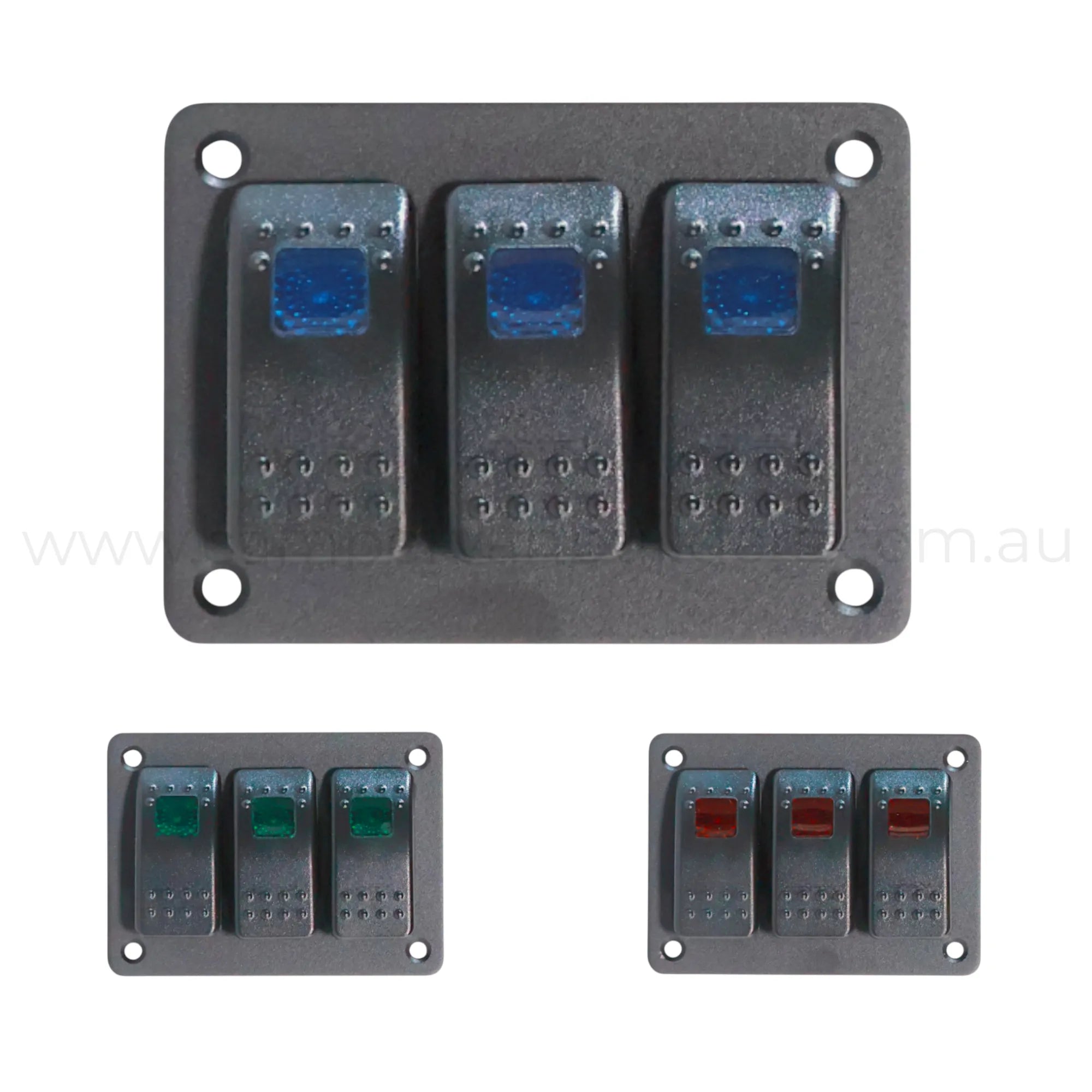 3 Way Rocker Switch Panel Single LED (Red, Green or Blue) – Campervan ...