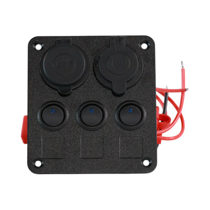 3 way switch panel with 12v outlet and dual usb a charging ports