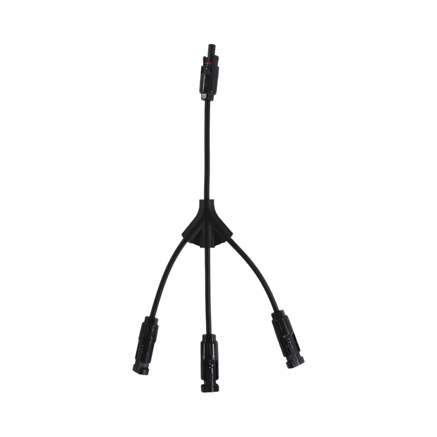 MC4 triple Y connectors shown with wiring