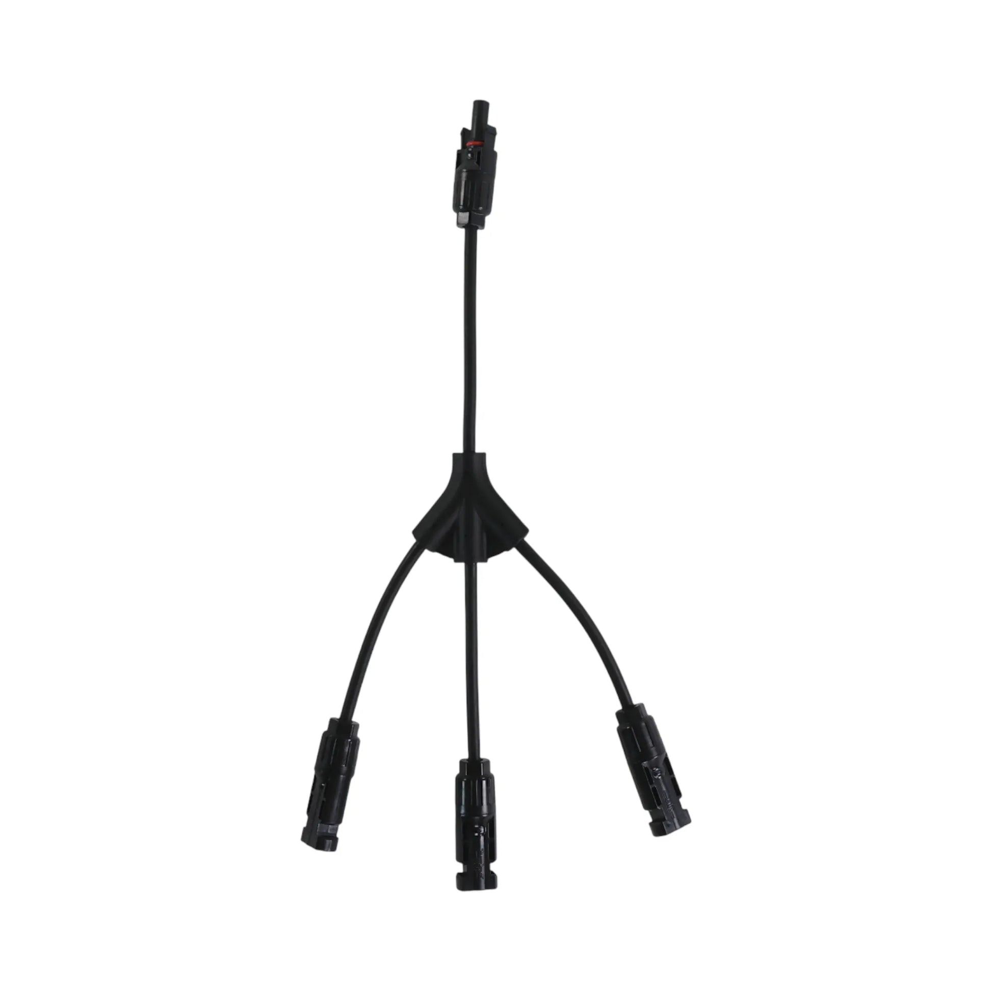 MC4 triple Y connectors shown with wiring
