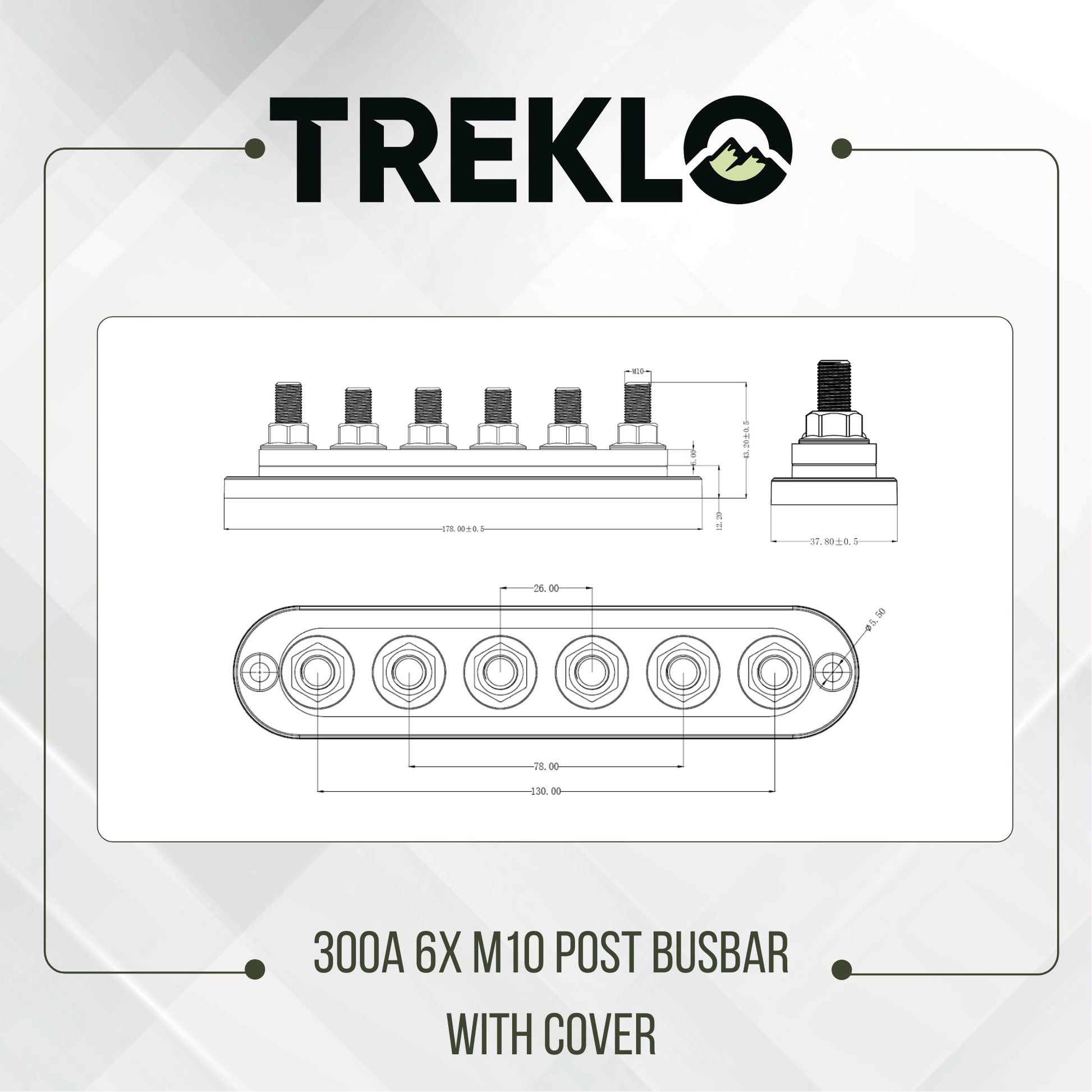 heavy duty treklo 300a m10 six post busbar ideal for caravan wiring