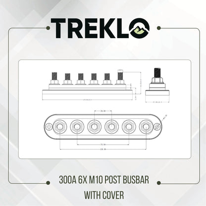 heavy duty treklo 300a m10 six post busbar ideal for caravan wiring