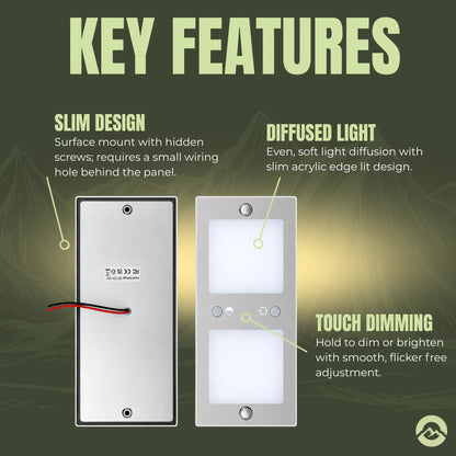 3 colour Treklo campervan LED panel light for kitchens, lounges, and bedrooms