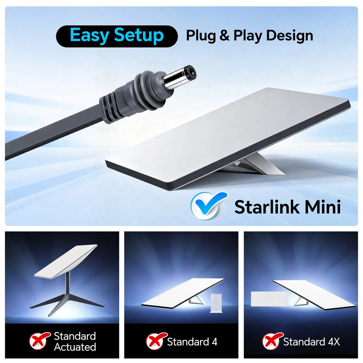 3m flat Starlink Mini power cable for campervans and off grid travel