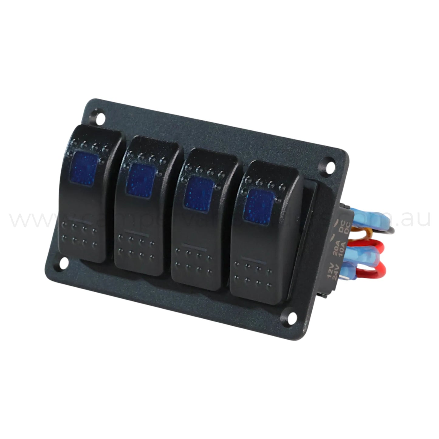 illuminated 4 way rocker switch panel ideal for caravan 12v accessory switching
