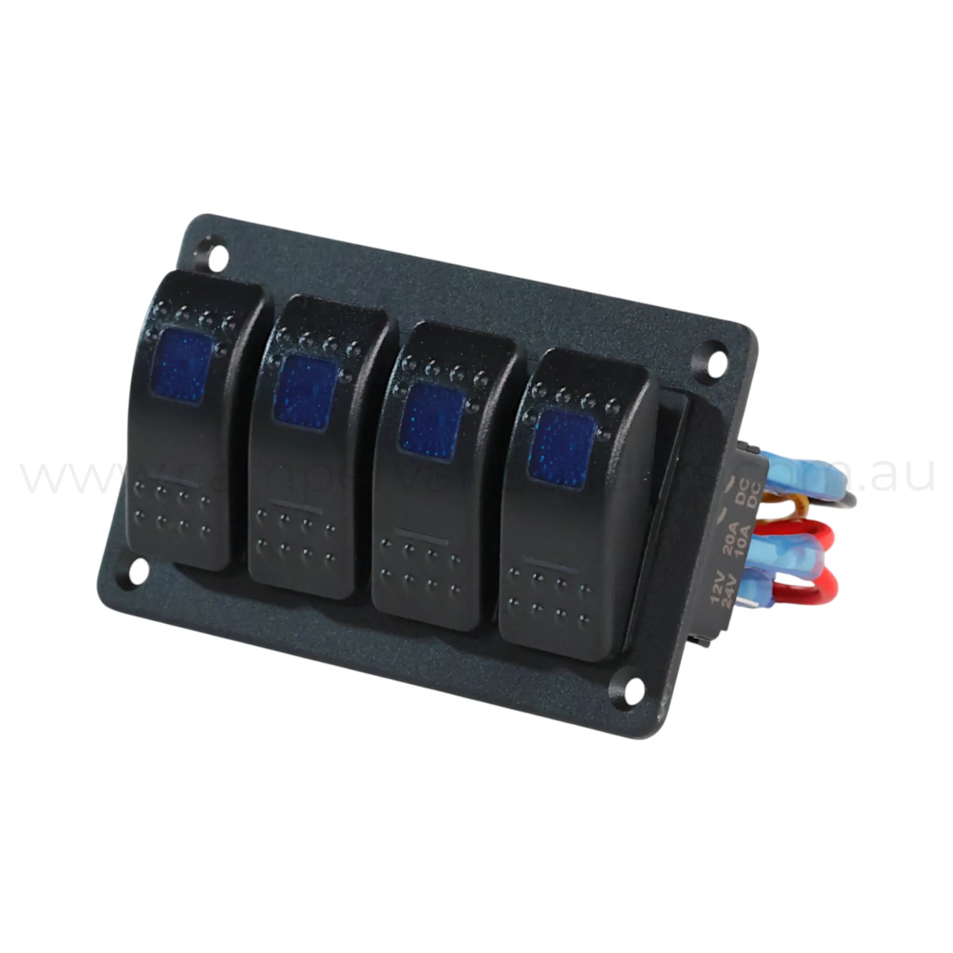 illuminated 4 way rocker switch panel ideal for caravan 12v accessory switching