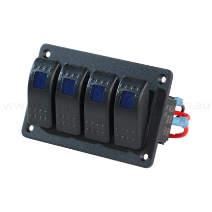 illuminated 4 way rocker switch panel ideal for caravan 12v accessory switching