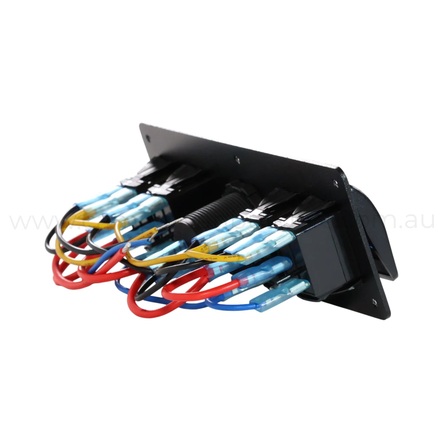 4 way 12v switch panel with accessory socket for campervan lighting, pumps, and usb adapters