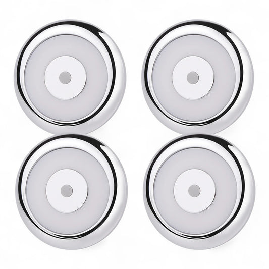 Compact Dome Light – 12V Silver with Dimmer & Blue Nightlight (Cool White 4 Pack)