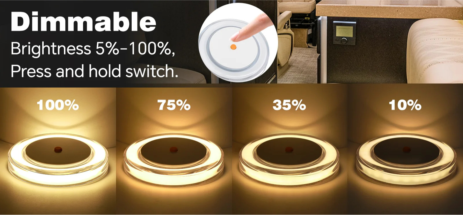 Light Color Dis Low Profile Disc Light Dimmable Warm White (4 Pack) – Campervan Builders