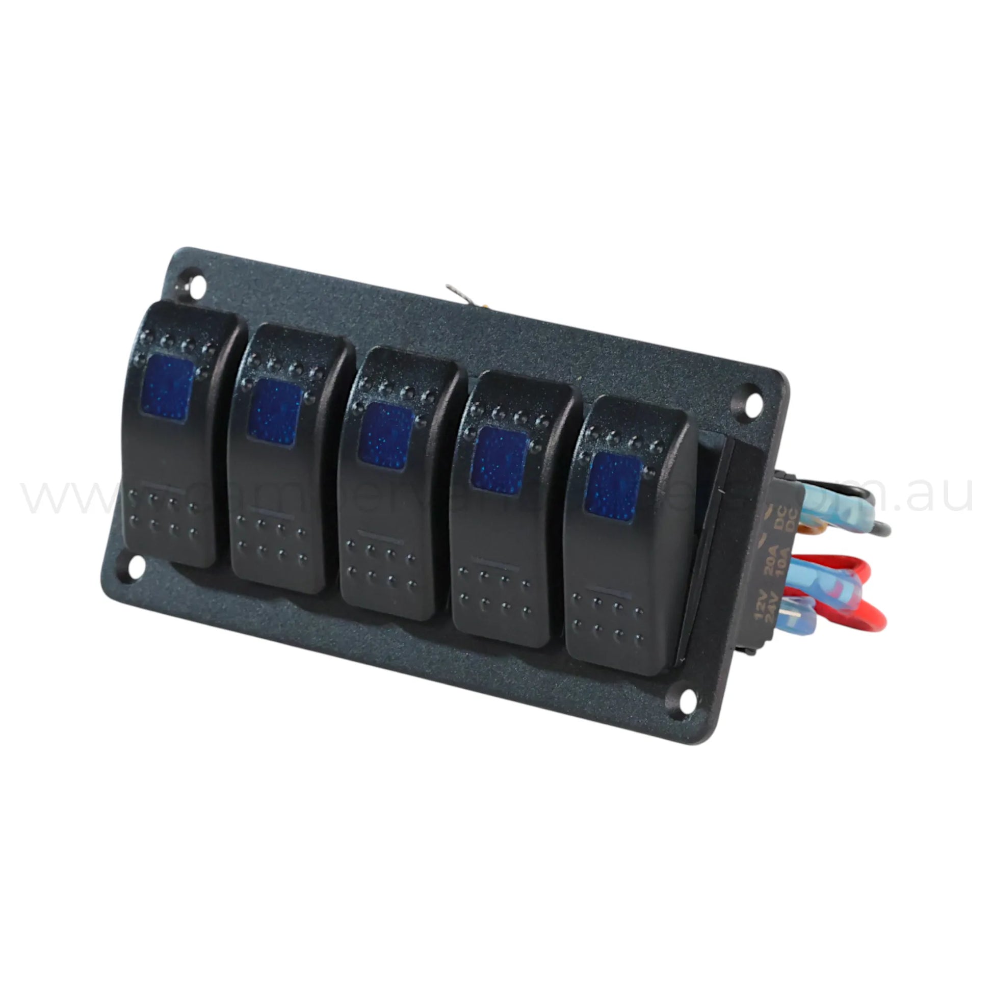 illuminated 5 way rocker switch panel ideal for caravan 12v accessory switching