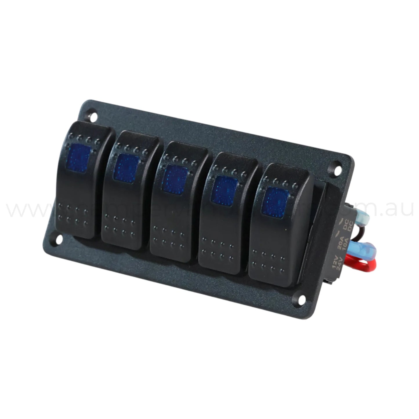 illuminated 5 way rocker switch panel ideal for caravan 12v accessory switching
