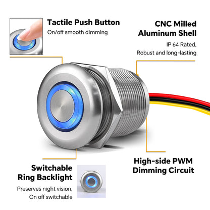 LED Aluminum Silver Dimmer Switch