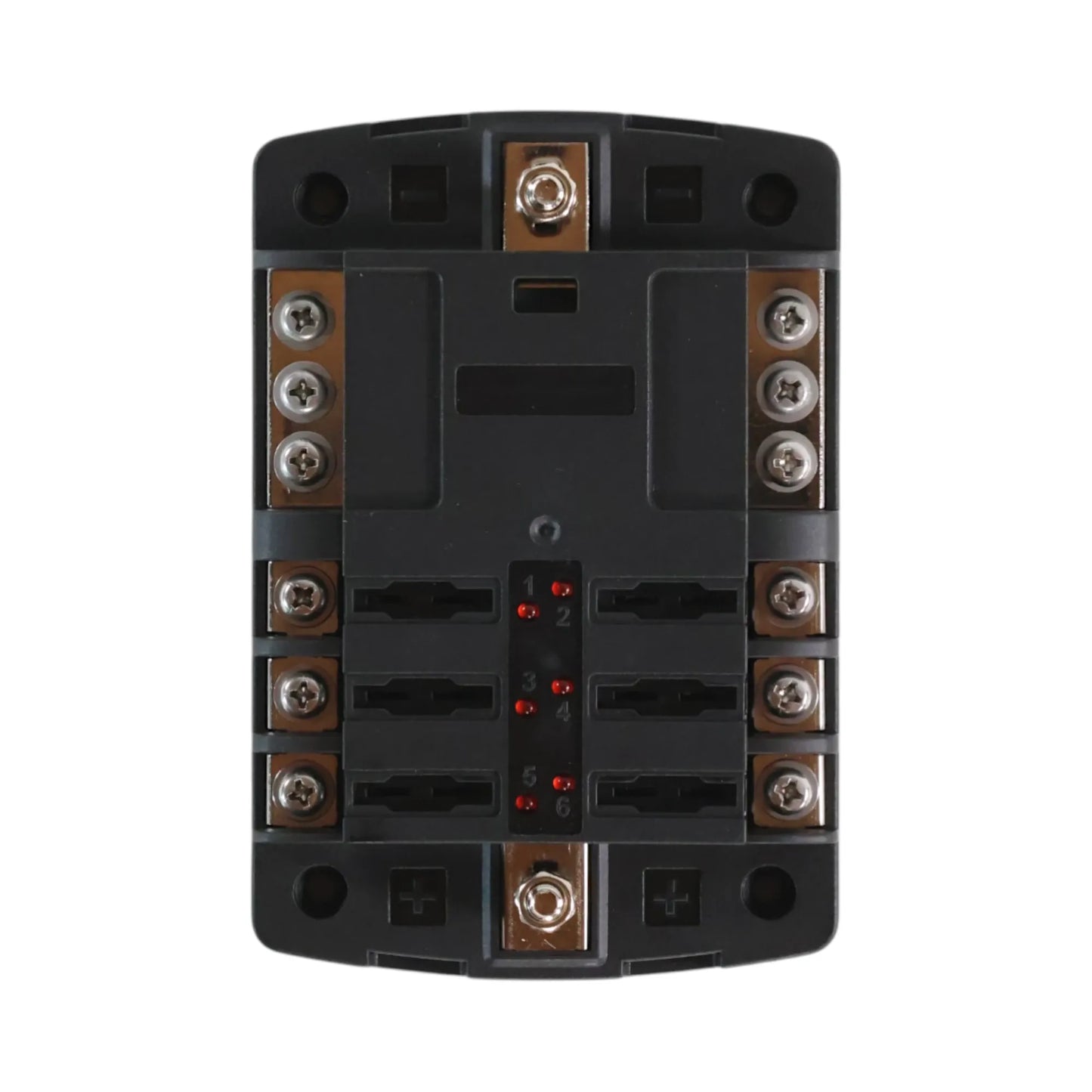 Caravan 6 way blade fuse box with integrated negative busbar