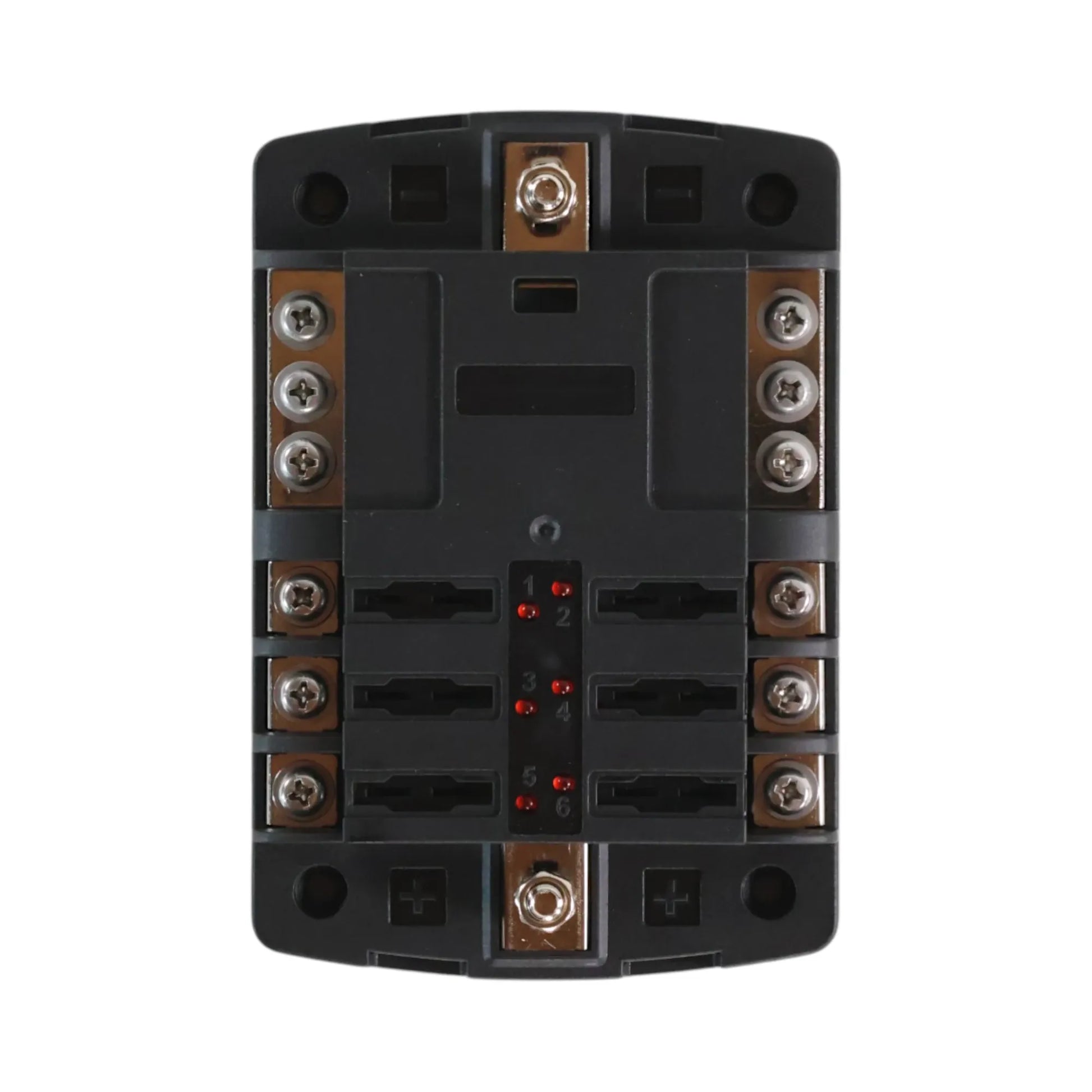 Caravan 6 way blade fuse box with integrated negative busbar
