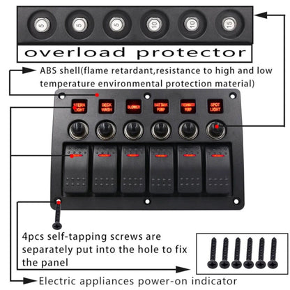 caravan 6 switch panel for accessory control with circuit breaker protection