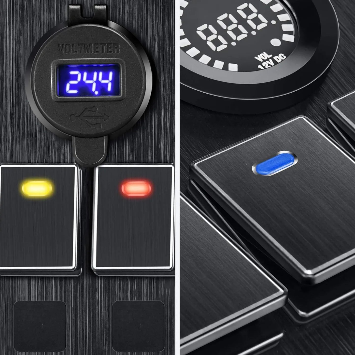 rv 6 way control panel with dual usb ports 12v socket and voltmeter