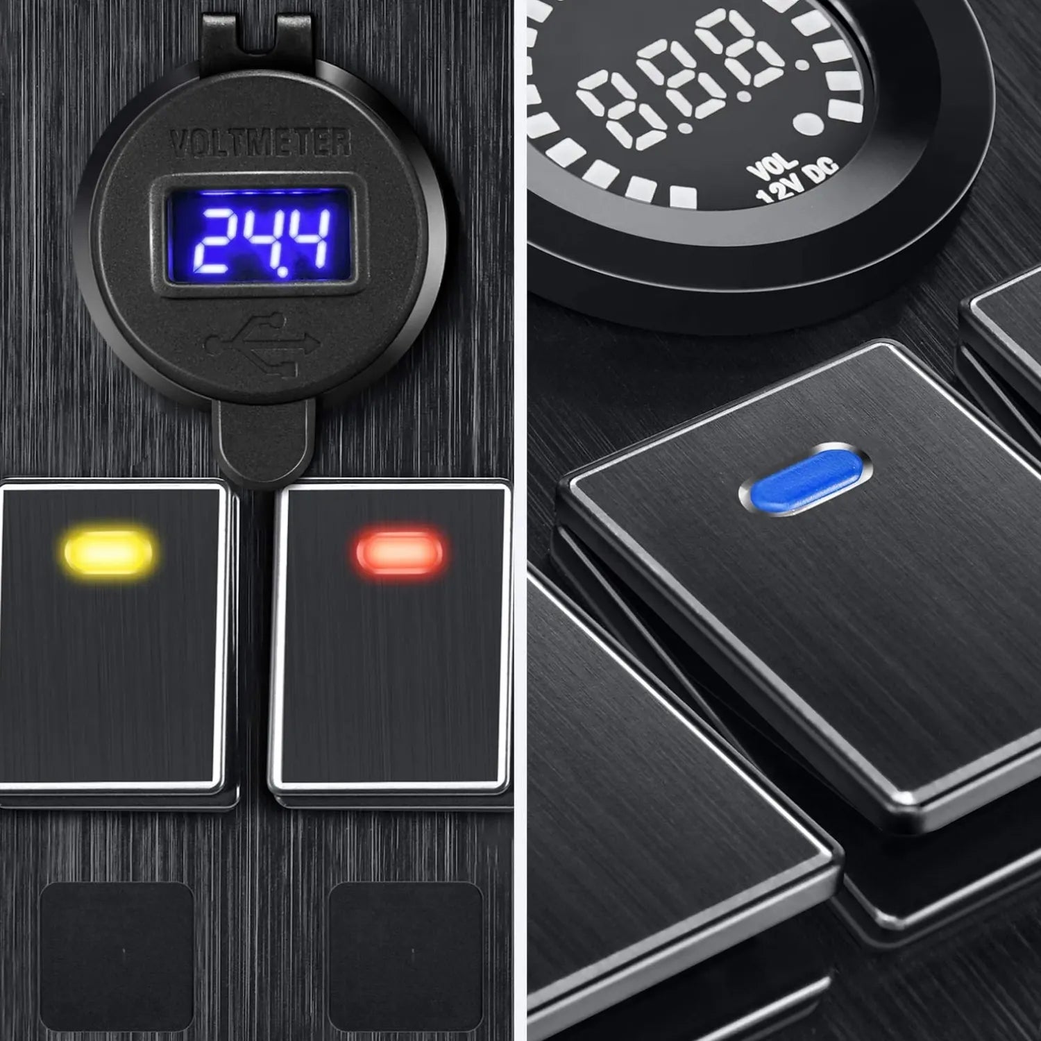 rv 6 way control panel with dual usb ports 12v socket and voltmeter