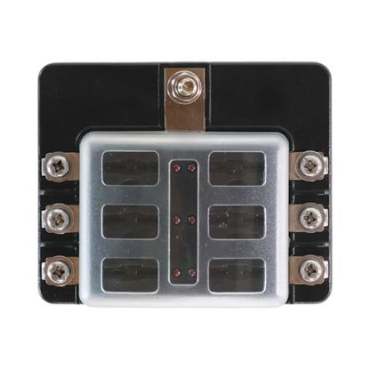 6 circuit blade fuse block with LED indicators and screw terminals