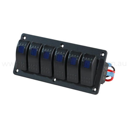 illuminated 6 way rocker switch panel ideal for caravan 12v accessory switching