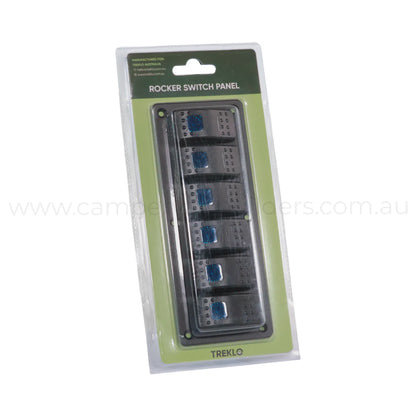 single led 6 way rocker switch panel suitable for rv dashboards and switch banks
