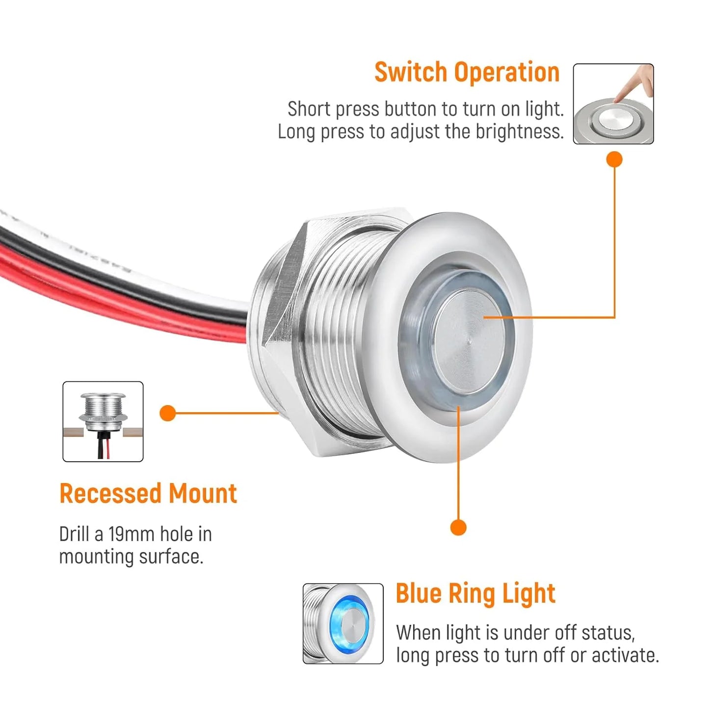 LED Stainless Steel Dimmer Switch