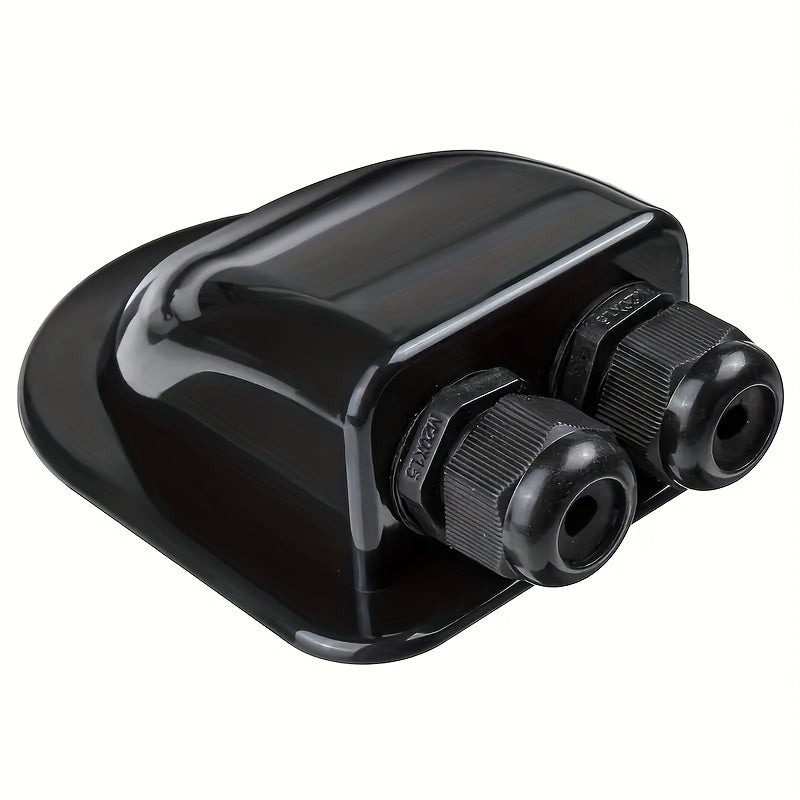 Black Solar Cable Inlet Gland - IP68 Waterproof, Dual Cable Entry