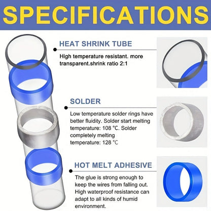 Blue Solder Seal Connectors, 1.50mm² to 2.50mm² Wire Size (Pack of 100)