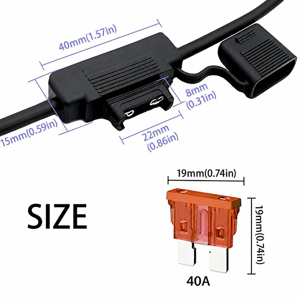 6mm2 blade fuse holder for 12v power distribution and accessory circuits