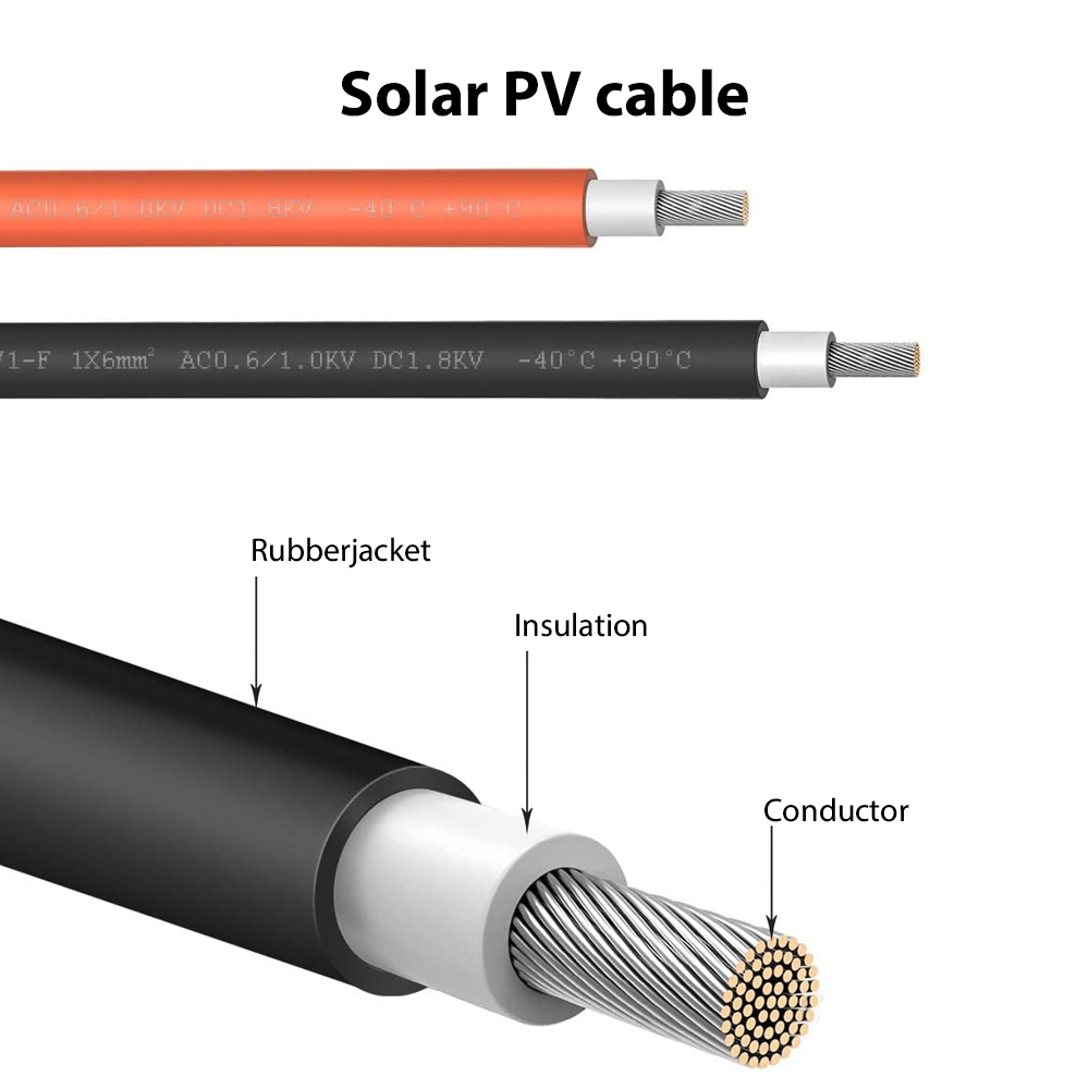 MC4 male and female 5m solar extension arranged neatly