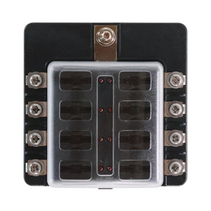 8 circuit blade fuse block with LED indicators and screw terminals