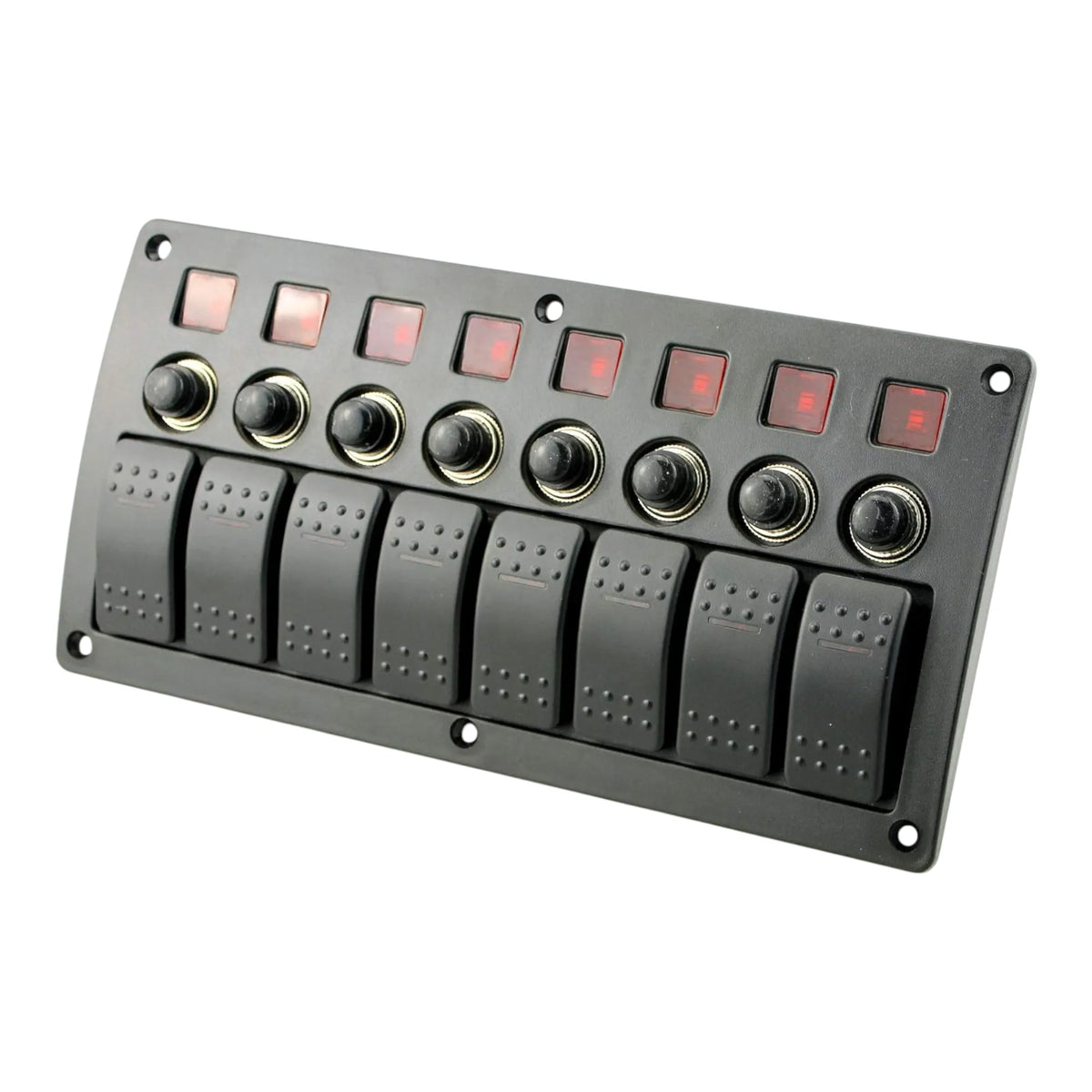 8 Post Rocker Switch 8 Way Rocker Switch Panel with Circuit Breakers (Red LED) – Campervan ...