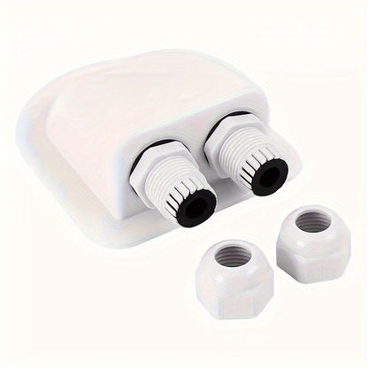 White Solar Cable Inlet Gland - IP68 Waterproof, Dual Cable Entry