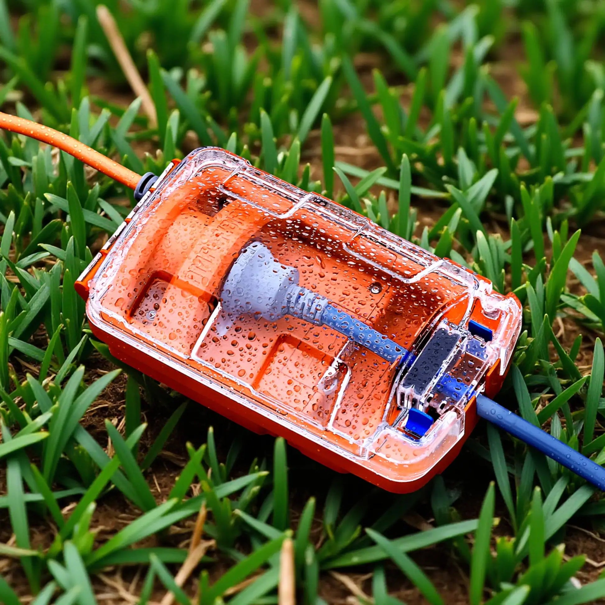 A 10-15 Amp Adapter displayed on grass.