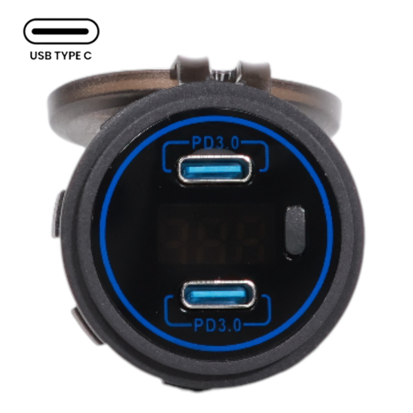 Blueline USBC Charger Socket With Voltmeter 12-24v