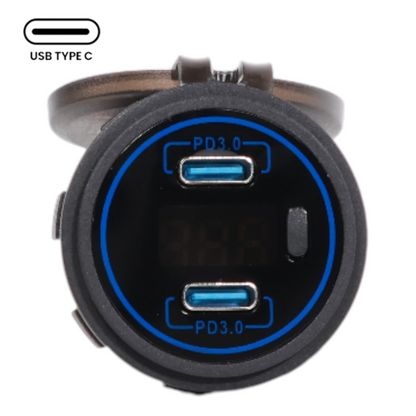 Blueline USBC Charger Socket With Voltmeter 12-24v