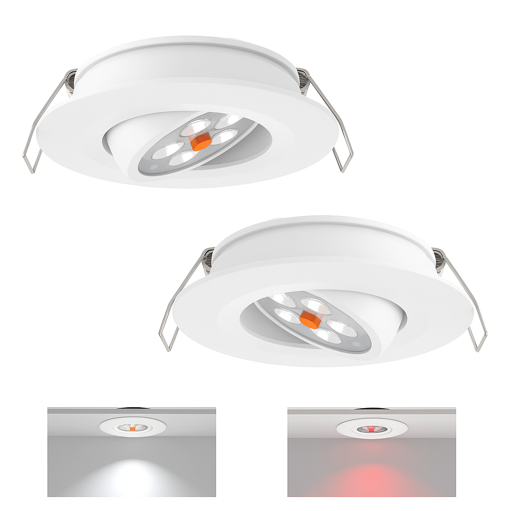 White Swivel Recessed Downlight Dimmable (2 Pack) – 12V Cool White Red