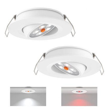 White Swivel Recessed Downlight Dimmable (2 Pack) – 12V Cool White Red