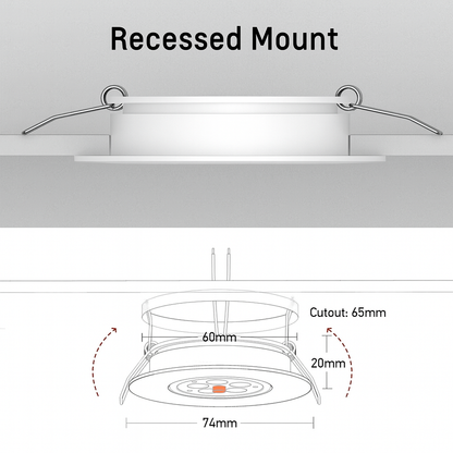 White Swivel Recessed Downlight Dimmable (2 Pack) – 12V Warm White Red
