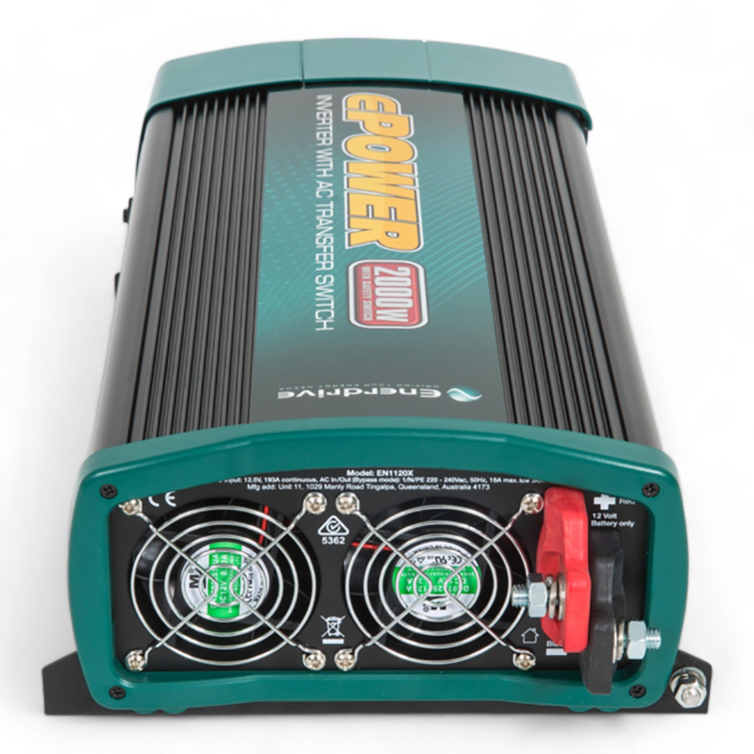 Enerdrive 12V inverter with built-in RCD and AC transfer switch wiring setup