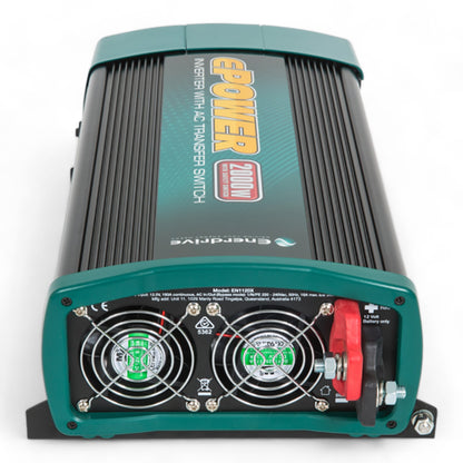 Enerdrive 12V inverter with built-in RCD and AC transfer switch wiring setup