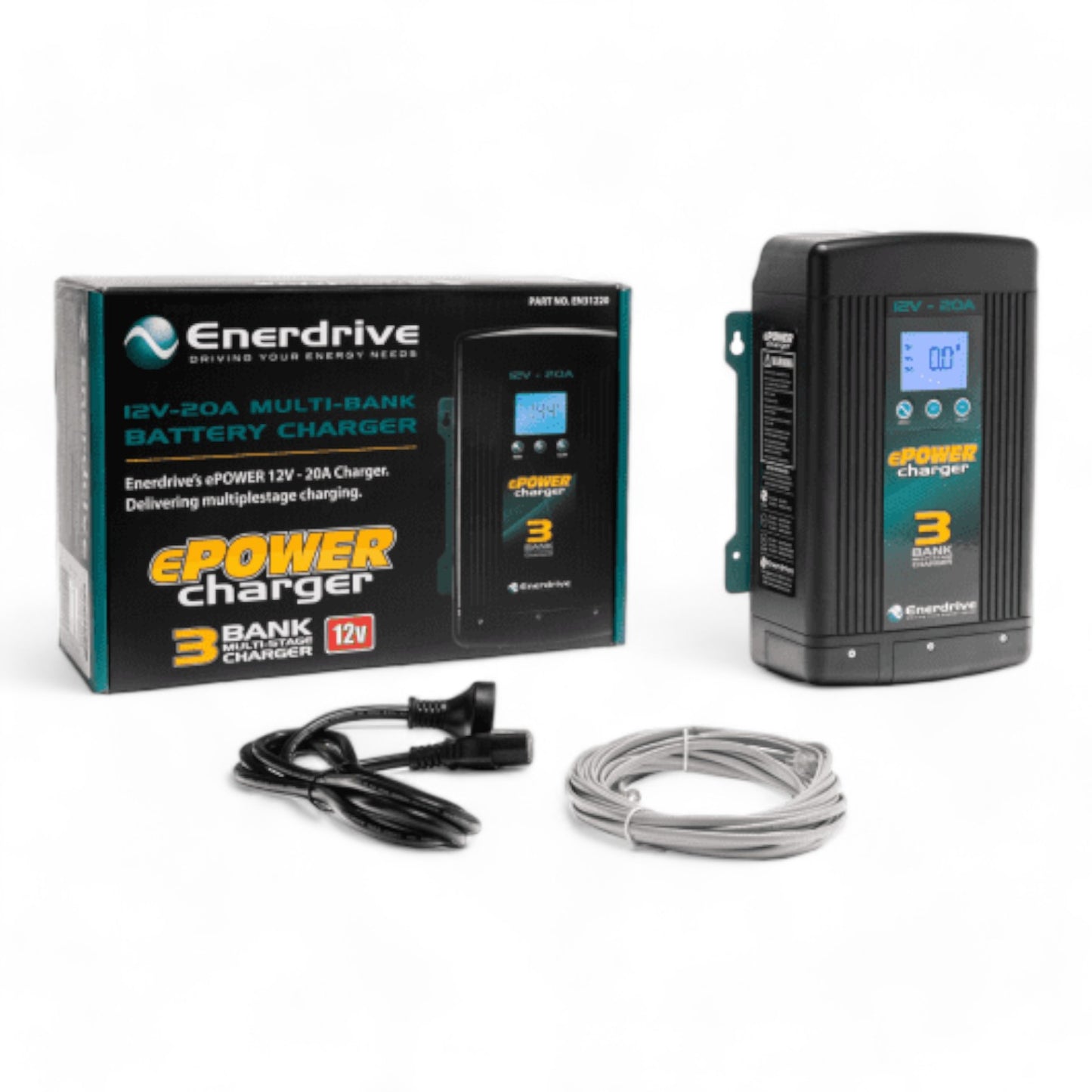 Enerdrive 12V 20A charger charging dual battery system